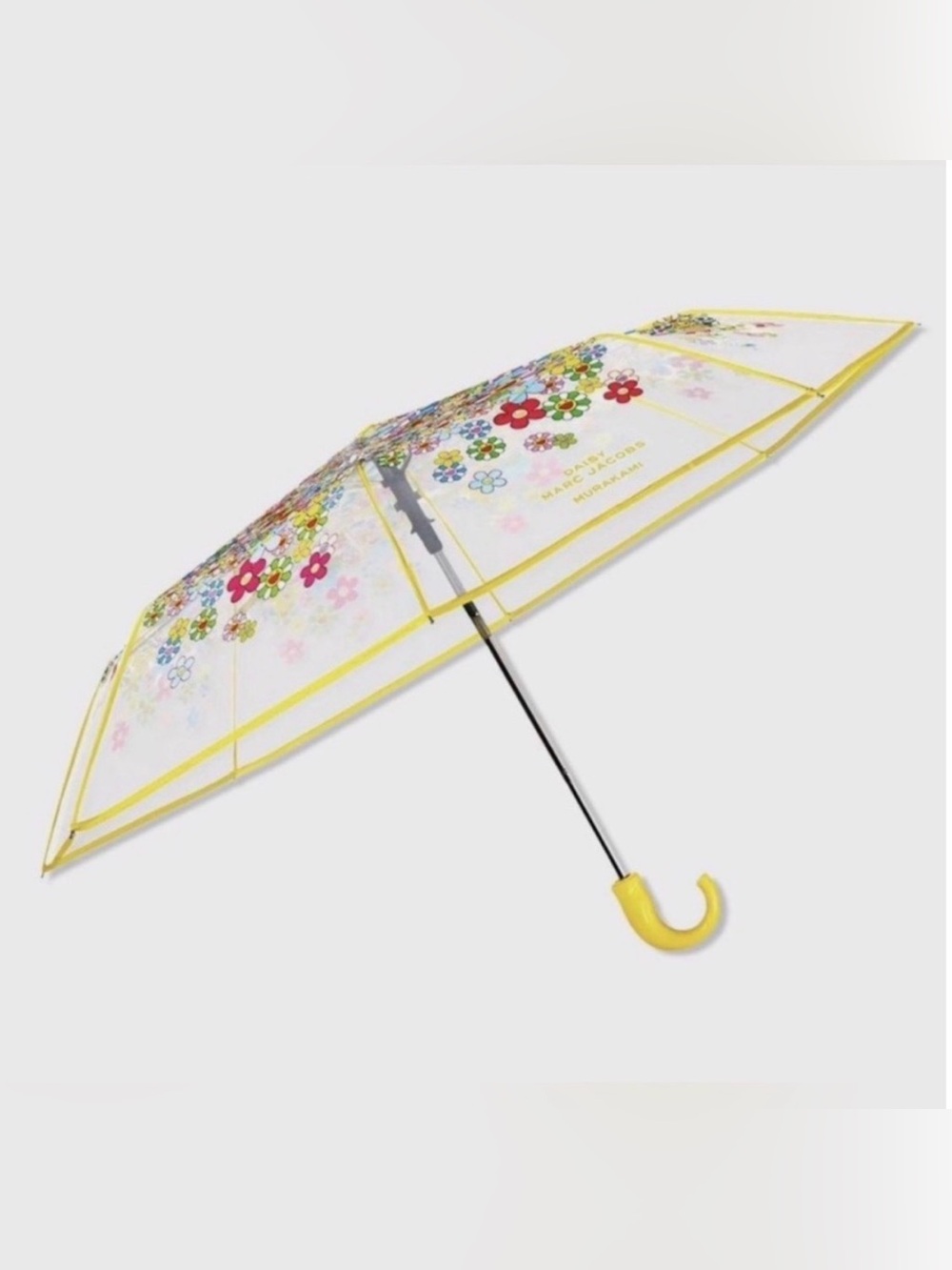 Limited Edition Marc Jacobs Clear Floral Dome Umbrella with Yellow Trim